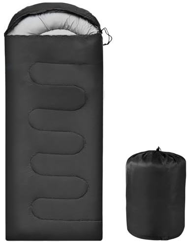 OBTANIM Sleeping Bags Portable Waterproof Camping Sleeping Bag for Adults Kids 4 Seasons Cold Weather or Warm Backpacking Hiking Travel Indoor Outdoor Use (Black)