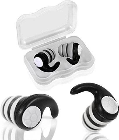 Schwimm Ohrstöpsel, Weich Wiederverwendbar Wasserdicht Ohrstöpsel Silikon Geräuschunterdrückung für Erwachsene Schwimmen Surfen Duschen für Leises Lernen (Schwarz)