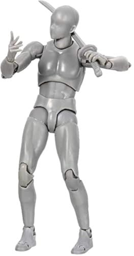 AXITWXIT Actionfigurer Body-Kun DX & Body-Chan DX PVC-figur modellritning för S H-figurer med låda för konstnärer (grå, hane)