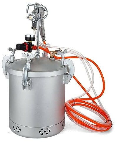 Farbsprühsystem, Farbspritzdruckbehälter 10L Druckbehälter Druckluftspritzpistole mit 3mm Düse Mit Luftregler und Sicherheitsventil (Silber)