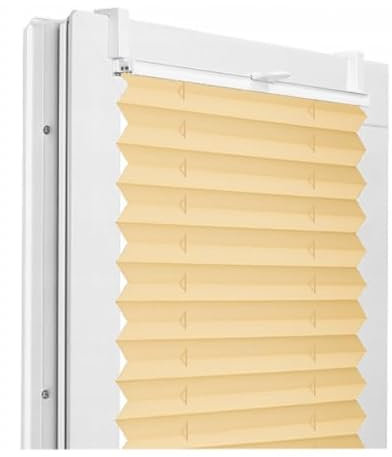 Fenster DEKOR - Plissee Klemmfix ohne Bohren Breite 130 cm x Höhe 110 cm - Fenster Plissees innen Beige - Faltrollo blickdicht - Faltrollos einfach zu montieren - Blissett Rollo