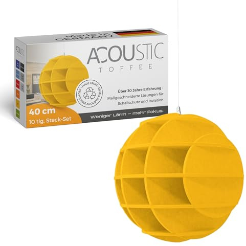 platino24 SATELLITE 3D-Akustik-Objekt Kugel für optimale Raumakustik I Schallabsorber für Decke in innovativem Design I Durchmesser: 40 cm I Recyclebares & anhaltendes Absorber-Element