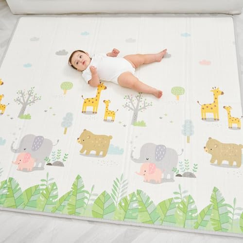 Tappeto Gioco Bambini Pieghevole 150x180x1cm Palestrina Neonato Montessori Reversibile Non Tossico E Impermeabile In Schiuma Per Bimbi. Palestra Neonati - Tappeto Tummy Time Neonati - Regalo Bambino