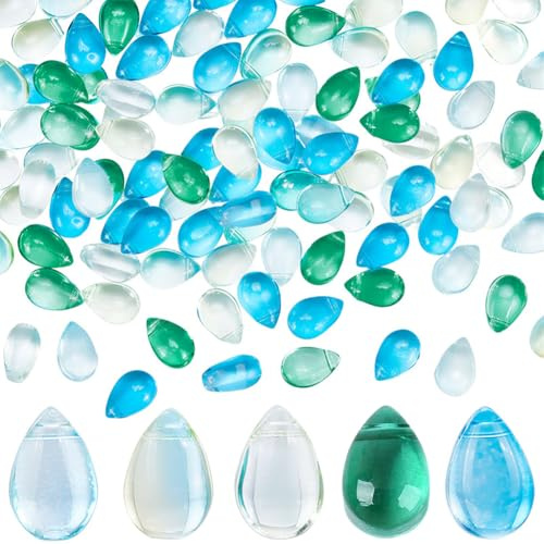 SUNNYCLUE 150 PZ 5 Colori Perline di Vetro A Goccia da 10 mm Perline A Goccia d'Acqua Goccia d'Acqua A Goccia Scintillante Cristallo Perline Sfuse Trasparenti Ciondoli Sfusi per Creazione di Gioielli