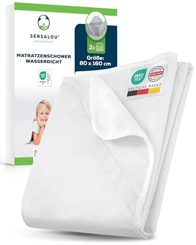 Sensalou Matratzenschoner wasserdicht 80 x 160 cm 2er Set – Matratzenauflage für Kinderbett – wasserdichte Nässeschutz Unterlage, Oeko-TEX Zertifiziert, waschbar