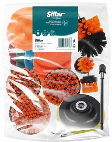 Sillar Juego de Cepillos para Taladro 17 Piezas, Cepillo de Limpieza, Cepillo para Destornillador Inalámbrico, Cepillo para Tapicería | Cepillo de Limpieza para Ruedas, Cocina, Coche, Alicatado