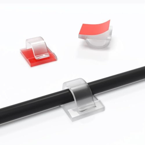 ERKO Support de câbles autocollant transparent 50 pièces de clips de câbles pour la gestion des câbles, accessoires de bureau, idéal pour la maison, support pour guirlandes lumineuses, 1.4x1.4cm