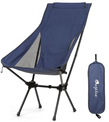 Outplea Sedie Campeggio Pieghevole con Schienale Alto, Sedia Spiaggia Leggera con Borsa da Trasporto, Sedia Pieghevole Compatta da Esterno Pesca Mare Giardino, Azul