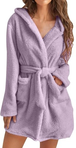 JokeLomple Peignoir Femme Serviette Bain Léger Manches 3/4 Poches Ajustable Grandes Tailles Éponge Douce Coton Spa Piscine Plage