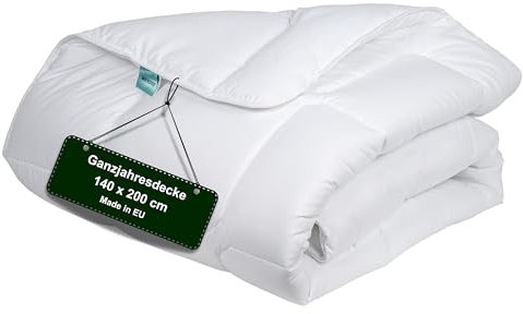 WENDRE Ganzjahresdecke 140x200 – Mittelwarme Steppdecke 300 GSM – Schlafdecke Mikrofaser – Oeko-TEX Zertifiziert Allergiker Bettdecke – Atmungsaktive Decke Made in EU – Waschbar – Bettdecke 140x200