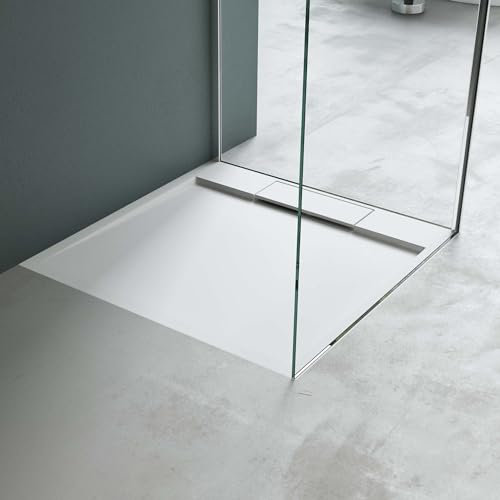 Mai & Mai Duschwanne 80x80x4cm Duschtasse aus Mineralguss Mineralgusswanne Weiß Matt inkl. Ablaufgarnitur06 Geoma04