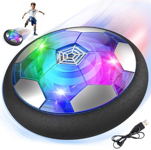 Buoeuik Balón Fútbol Flotante, Air Power Football Regalo Niño 3 4 5 6 7 8 9 Años Pelotas de Futbol Recargable Juegos Interactivos Air Hockey Soccer con Luces LED Juguetes para Niños Niñas