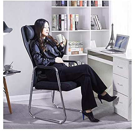 Mesh Conference Office Chair with Chrome Cantilever Base Ergonomic High Back Staff Chair for Home or Office Use Black Steel Feet Modern Comter Visitors Chair