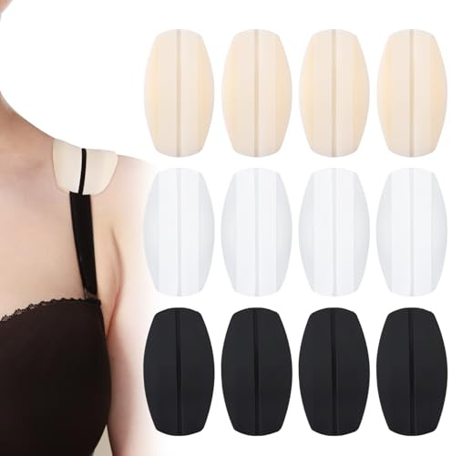 Gosknor Lot de 6 Paires Coussinet Bretelle Soutien Gorge, 3 Couleurs Coussinets de Bretelles de Soutien-Gorge en Silicone Antidérapants Supports de Bretelles de Soutien-Gorge pour Femmes