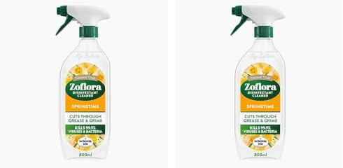 Zoflora Springtime Multipurpose Disinfectant Trigger Spray, 1 x 800ml, Antibacterial Multi-Surface Cleaner, Pet-Safe, Kills 99.9% of Bacteria & Viruses (Pack of 2)