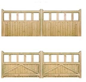 6ft High Double Wooden Garden Driveway Gates Cottage Style Premium Quality (6ft x 8ft x 2in)