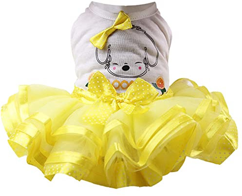 Netter Haustier Welpen Katze Warmer Pullover Pet Frühling Sommer Atmungsaktiver Rock Hund Katze Kleidung Gassi Zubehör (Yellow, M)