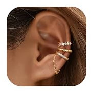 Dochais 3 Stück Ear Cuff Gold für Damen Ohrmanschette Ohne Ohrloch Fake Helix Piercing Clip Ear Cuff Wrap Earcuff Set Gold Ohrringe Fakepircings Ohr Ohrringe Manschette Knorpel Earcuffs für Mädchen A