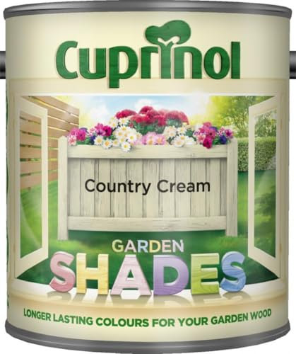 DUAYRA Garden Shades Paint | Quick Drying Water Based | For Garden Fence, Shades, Benches, Terracotta, Brick, Stone | Exterior Wood Furniture | Long Lasting (Country Cream, 1 Liter)