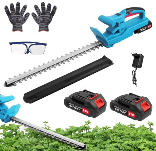 Cordless Hedge Trimmer, 4.8lb Lightweight Hedge Cutters, 21V Electric Hedge Trimmer with 2 * 1500mAh Battery and Charger, 51cm Cutting Blade, Battery Hedge Trimmers for Trimming Hedges, Shrubs