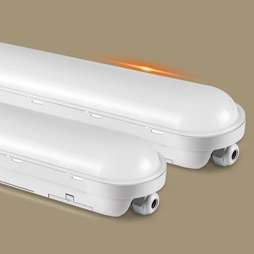 buling 2 Pièces Neon LED Reglette Tube 60cm 18W 2250LM Lampe Plafonnier Éclairage pour Atelier, Garage, Bureau, Cave, Blanc Étanche Neutre 4000K