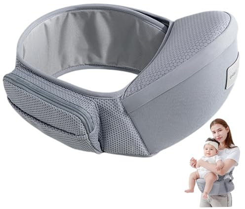 porta bebè, ergonomico con seggiolino sul fianco per neonati e bambini piccoli, cintura regolabile e varie tasche, trasporto per tutte le stagioni, grigio, decorazioni natalizie