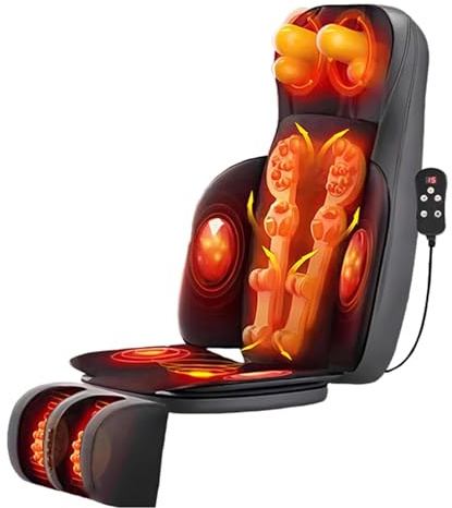 Fully Body Massage Chair Cushion, Back Massager with Heat, Deep Kneading Massage Seat Pad for Leg and Foot, Portable Multi-functional Hip and Waist Side Vibration Massage Pad for Home, Office (Black)