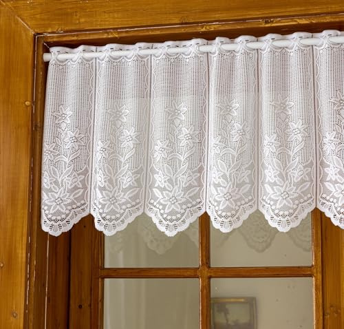 Tolldek fönstergardiner kök blommor vit bistrogardin 1 st 180 B x 45 cm spets gardiner korta köksgardiner för husvagnar lantlig stil gardin ljusgenomsläppliga kök gardiner kort