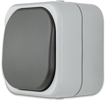 REV AquaTop, Ausschalter - Wechselschalter Feuchtraum IP44, Aufputz, grau