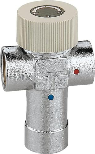 Caleffi 520430 Thermomischer Einstellbar 1/2 Zoll 30 - 48 °C Messing-Gehäuse, Verchromt