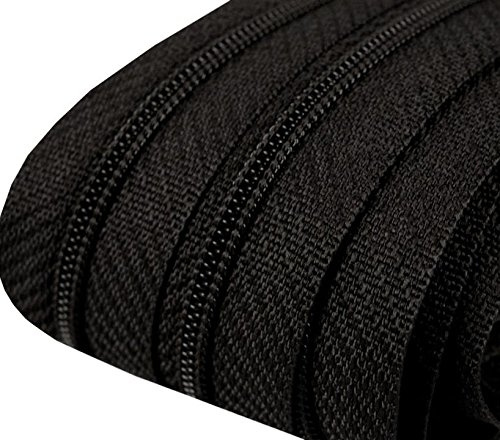 5 m Spiral Zip Endless 3 mm + 15 Zipper # 332 Black (Paint & # x20AC;/M)