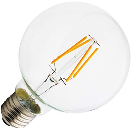 Bombilla Edison G80 E27, bombillas de bajo consumo, respetuosas con el medio ambiente, 4 W, CA 220 V, bombilla esférica, 2200 K, blanco cálido, cristal transparente, 1 unidad