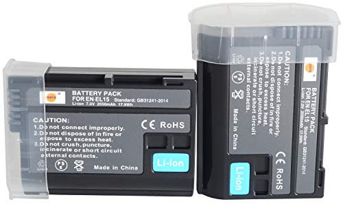 DSTE 2-Pack EN-EL15 EN-EL15C Akku Compatible für Nikon D7200 D7100 D7000 D750 D810 D750 D800 Z8 Z6II Z7II ZF