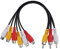 Bolwins D50S Composite Audio Video Kabel, 3 RCA Cinch-Stecker auf 6 Cinch-Buchsen Splitter, 30cm AV-Adapterkabel für Audio und Video