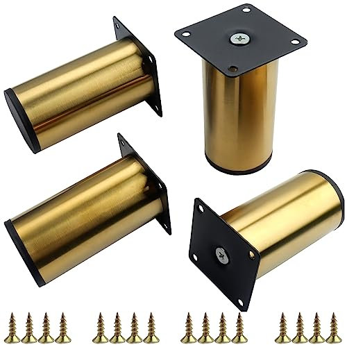 Roellgs Patas redondas de metal para sofá, patas de armario con tornillos de montaje, para casa, oficina, cama, banco de trabajo (10 cm)