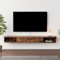 Schwebendes TV-Regal aus Holz, TV-Regal, Wandregal, Wandregal, schwebendes TV-Regal, TV-Halterung, TV-Halterung, TV-Wandschrank, TV-Schrank mit Türen