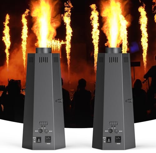ZonQoonz Lanciafiamme, 2 proiettori di fiamma da 150 W, con controller D-MX, Dj Jet Flame Machine per concerti, spettacoli, feste, Halloween, Natale, eventi sportivi
