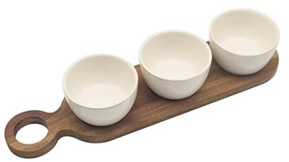 Lesser & Pavey Snack Dishes & Wood Serving Tray Set of 3 | Dinner Tray for Multiple Uses Around The Home | Designed By Elements | Trays for Snacks & Food Serving