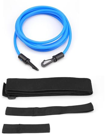 DEANKEJI Zugseil Schwimmen, 4 m Verstellbar Schwimmseil für Pool Erwachsene, mit Aufbewahrungsnetztasche, Schwimmleine, Schwimmgürtel, Schwimmgurt zum Schwimmen, Krafttraining, Wassersport