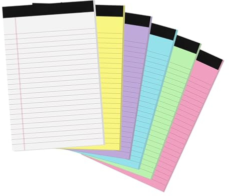Thboxes 6 Packs Legal Pads 5x8, Totally 180 Sheets Colored Legal Pads 5x8 College Ruled Writing Pads Small Note Pads 30 Sheets/Pad Tablets Lined Notepad for School, Office, To-Do Lists