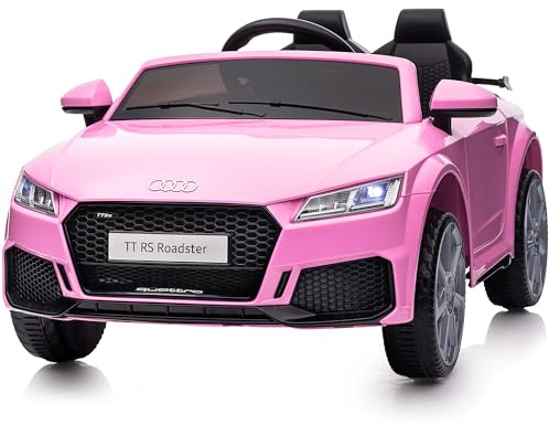 Hikiddo Licensed Audi Kids Electric Car, 12V Kids Ride on Toys Car with Remote Control - Light Pink