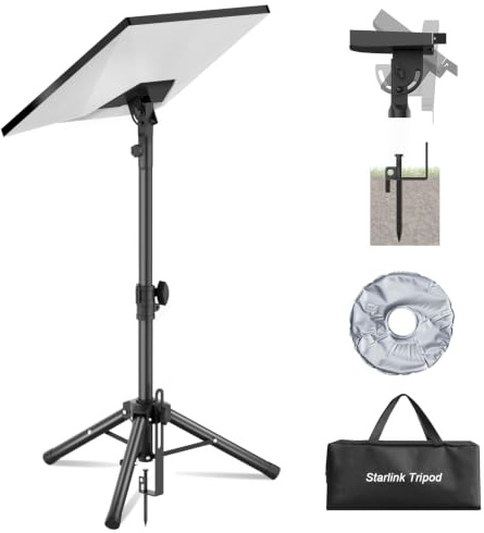 Starlink Mount Gen 3, Starlink Tripod Stand with Mount Adapter, Adjustable Height for Starlink Standard 4/4X/V3, 90° Tilt Angle Adjustment Starlink Antenna Pipe Adapter (Black)