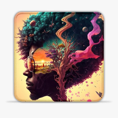 LJSPTU Gaming Mouse Pad Psychedelic Portable 30x30cm SU Fabric Mouse Pad Stitched Edges Non-Slip Base 360° Smooth Tracking for Esports, Compact for Travel Gaming Setup