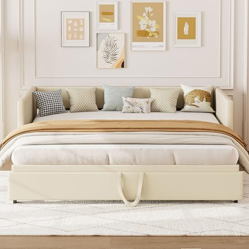 Sofa Cama Nido Doble 90/180 x 200 cm, Cama de día Extensible Tela De Terciopelo Agradable a La Piel Sofá Cama para 2 personas Extensible para Doble Sofá Cama Convertible, Sin Colchón (Sección B)