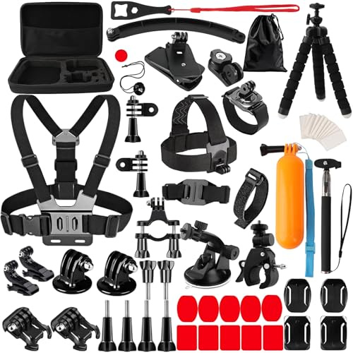 HIMOMO 85-In-1 Action Camera Accessory Kit, Universal go pro accessories set with Chest Strap, action camera mounts, and more for GoPro Hero 9 8 7, SARGO,DJI, Insta and Most Action Cameras