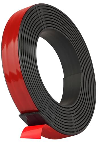 AXFEE 2M Magnetic Tape Self Adhesive, 15mm Magnet Strips for Window Screen and Door Curtain, Cut and Stick Freely, Magnetic Strip for Whiteboards, Fridge Organization