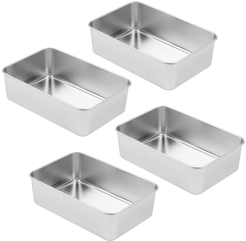 ZOENHOU Juego de 4 Moldes Rectangulares de Acero Inoxidable para Pan, Pasteles y Tostadas, 22 x 14,5 x 6 cm, Apto para Lavavajillas y Horno, Saludable y Duradero