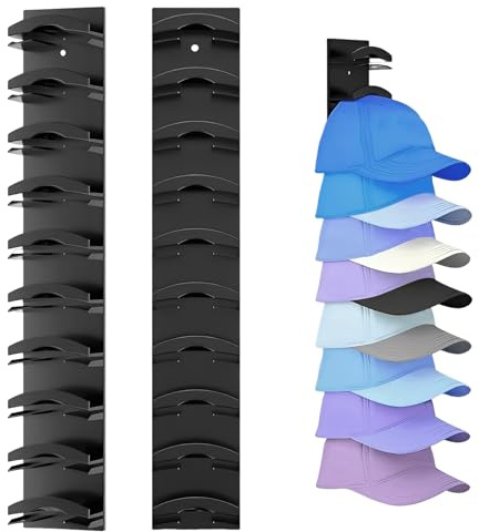 DYHNQE 3 Pack Hat Stand, Adhesive Hat Organiser Wall Mounted Hold Up to 30 Hats Cap Holder for Baseball Caps Baseball Cap Storage for Wall Bedroom Door Closet