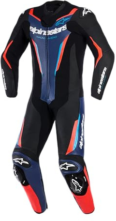 Alpinestars GP Force V2 Tuta in pelle da motociclista in un pezzo, nero/blu/rosso, 52