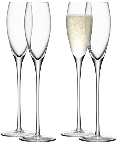 LSA International WI33 vinkaraff 1,4 L Champagne Flute, 160ml, Set of 4 Champagne Glasses